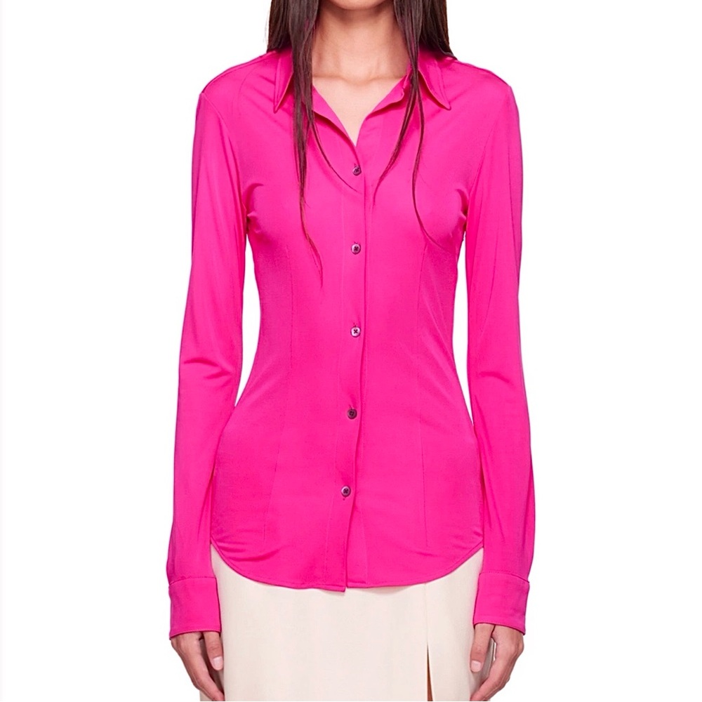 Dries Van Noten Fuchsia Button-Down Shirt L